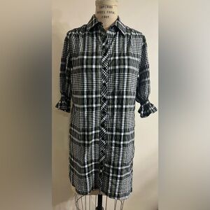 Finley Evergreen Plaid Elbow Sleeve Side Pocket Made in the USA Button Frt Dress